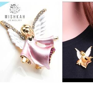 Just In 👼Rhinestone & Enamel Angel Brooch
